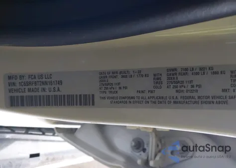 2022 Ram 1500 Big Horn Quad Cab 4X4 6'4 Box from USA, damaged, VIN 1C6SRFBT2NN161749